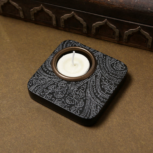 Hand Engraved Stone Tea Light Holder